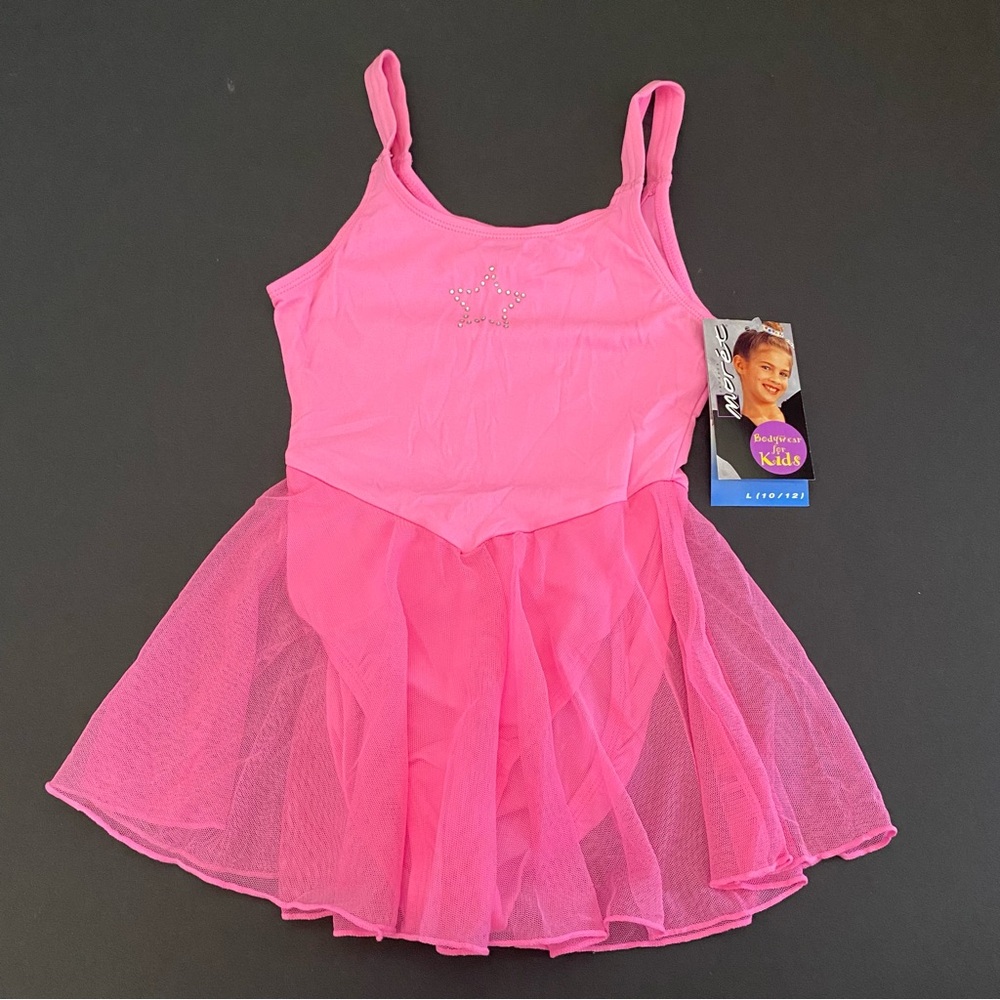 Jacques Morét Girl’s Pink Leotard Bodysuit w/ Skirt Dance Ballet Ice Skating